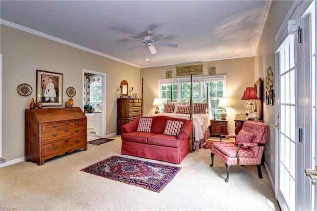 8265 Wrenfield Dr, Williamsburg, VA 23188 - carpeted bedroom with crown molding and ceiling fan