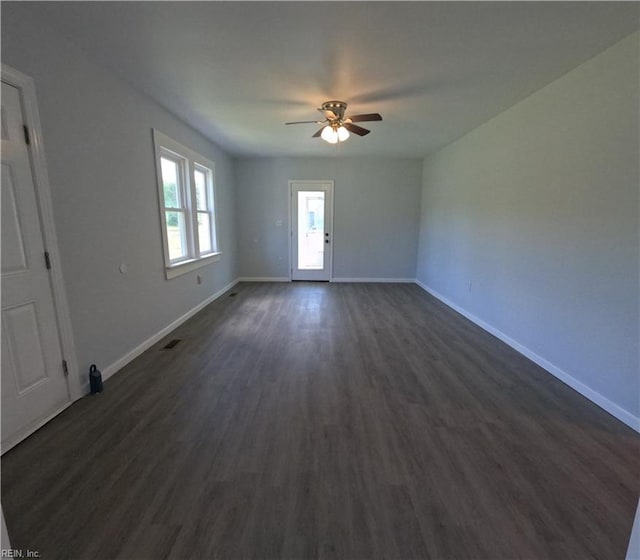 7276 Griffin Rd, Gloucester, VA 23061 - unfurnished living room featuring ceiling fan and dark wood finished floors