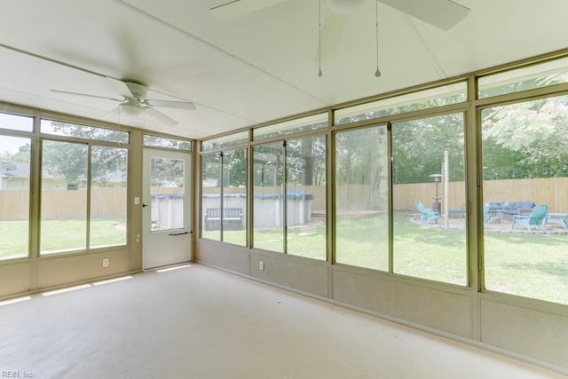 331 Silina Ct, Virginia Beach, VA 23452 - unfurnished sunroom with ceiling fan and a hot tub