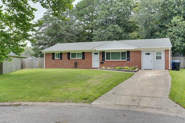 331 Silina Ct, Virginia Beach, VA 23452 - ranch-style house featuring brick siding, concrete driveway, and roof with shingles