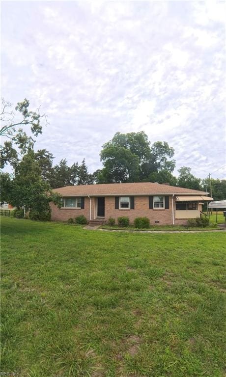 3244 Pruden Blvd, Suffolk, VA 23434 - ranch-style home with a front yard and brick siding