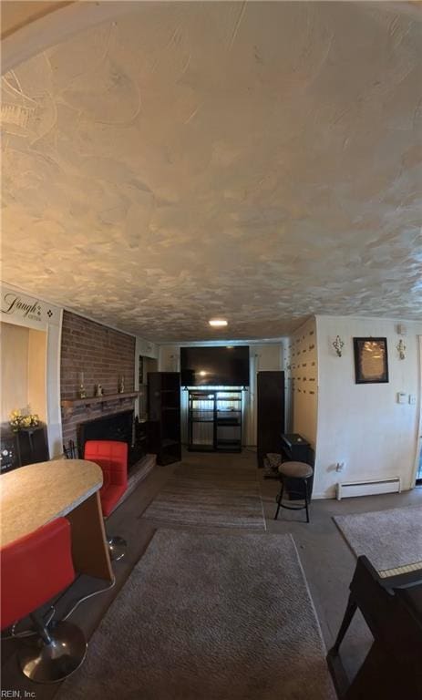 3244 Pruden Blvd, Suffolk, VA 23434 - living area featuring a baseboard heating unit and a fireplace