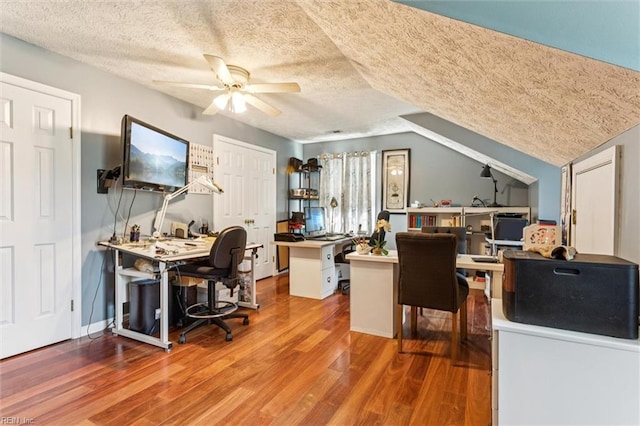 102 Canvasback Trl, Newport News, VA 23602 - office space featuring a textured ceiling, wood finished floors, a ceiling fan, and vaulted ceiling