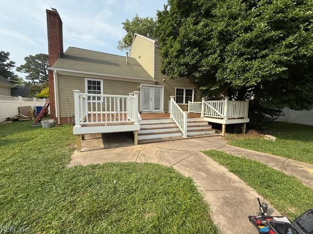 102 Canvasback Trl, Newport News, VA 23602 - back of property featuring a chimney and a deck