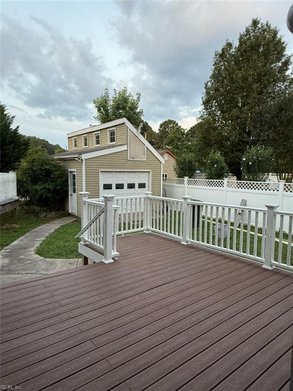 102 Canvasback Trl, Newport News, VA 23602 - deck featuring an outbuilding and a garage