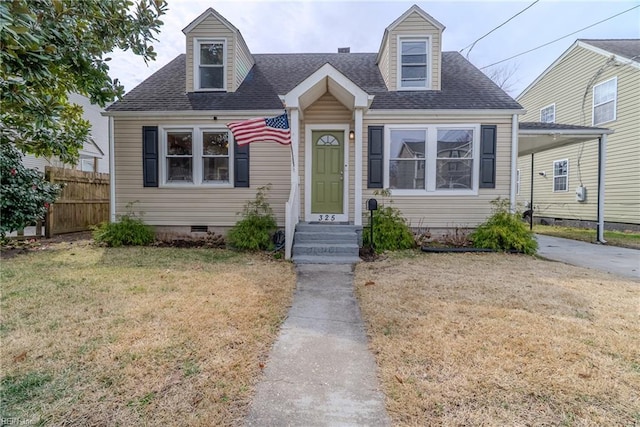 325 E Lorengo Ave, Norfolk, VA 23503 - cape cod-style house with roof with shingles and crawl space