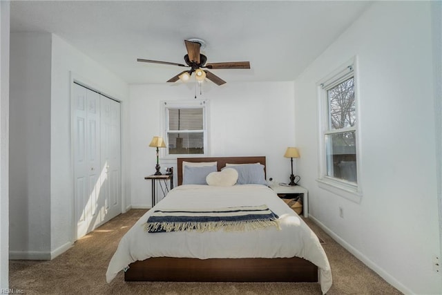 325 E Lorengo Ave, Norfolk, VA 23503 - bedroom with carpet floors, a closet, and a ceiling fan