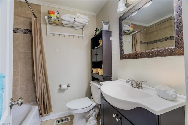 325 E Lorengo Ave, Norfolk, VA 23503 - bathroom with crown molding, vanity, and shower / bath combination with curtain