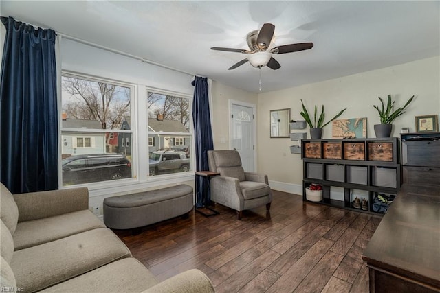 325 E Lorengo Ave, Norfolk, VA 23503 - living area with dark wood-type flooring and a ceiling fan