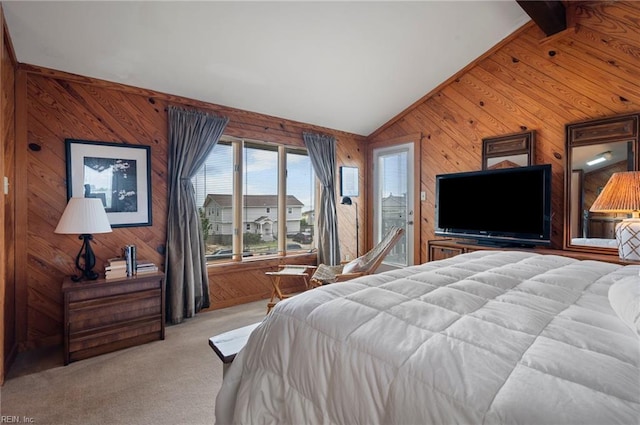 3225 Sandfiddler Rd, Virginia Beach, VA 23456 - carpeted bedroom with wood walls and vaulted ceiling