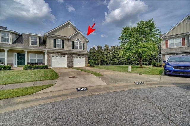 307 Melrose Ct, Suffolk, VA 23434 - view of front facade with a front lawn, driveway, and an attached garage