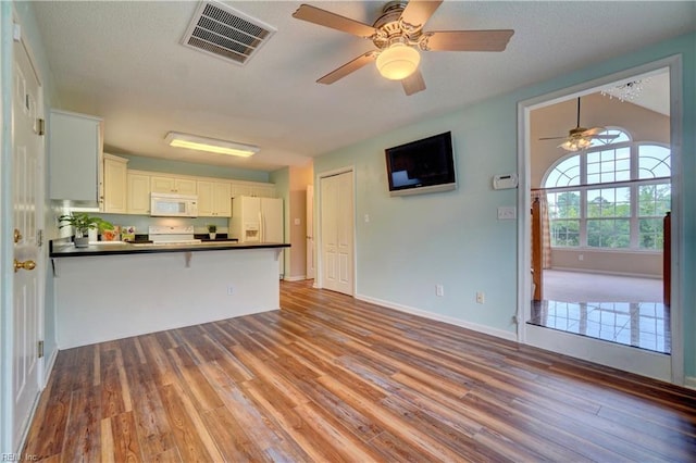 307 Melrose Ct, Suffolk, VA 23434 - unfurnished living room with wood finished floors and ceiling fan