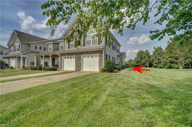 307 Melrose Ct, Suffolk, VA 23434 - view of front facade with driveway, a front lawn, and an attached garage