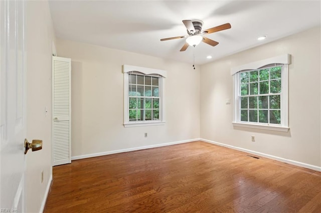 4 Everett Dr, Newport News, VA 23602 - empty room featuring wood finished floors, a ceiling fan, and recessed lighting