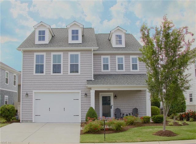 1928 Bexley Ln, Chesapeake, VA 23322 - view of front of property with concrete driveway, roof with shingles, a front lawn, and an attached garage