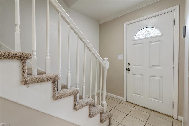 1206 Mabry Mill Pl, Chesapeake, VA 23320 - foyer with stairway and light tile patterned floors