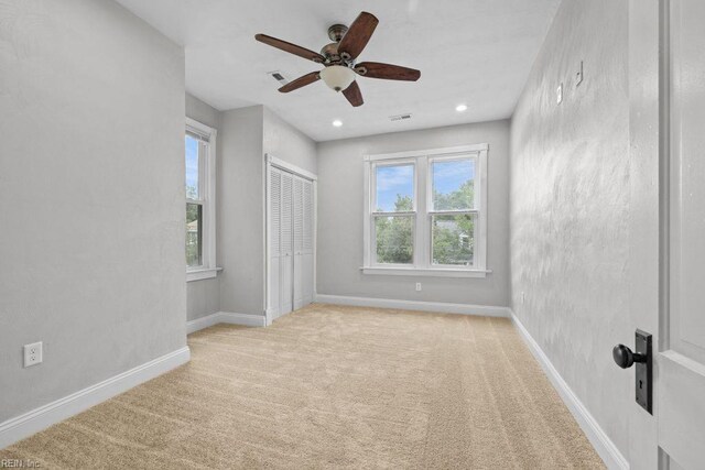 2233 Keller Ave, Norfolk, VA 23509 - unfurnished bedroom featuring carpet floors, a ceiling fan, recessed lighting, and a closet