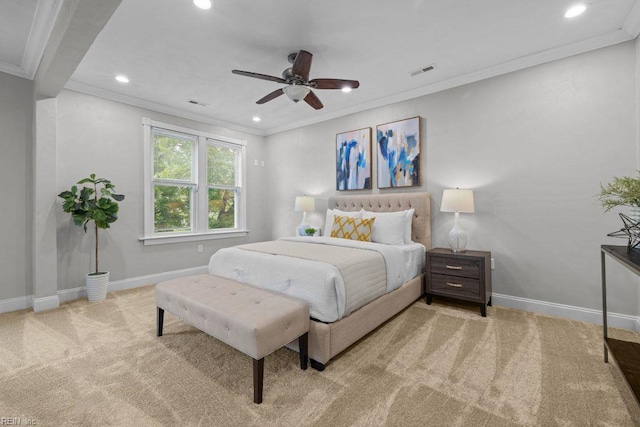 2233 Keller Ave, Norfolk, VA 23509 - carpeted bedroom featuring crown molding, recessed lighting, and a ceiling fan