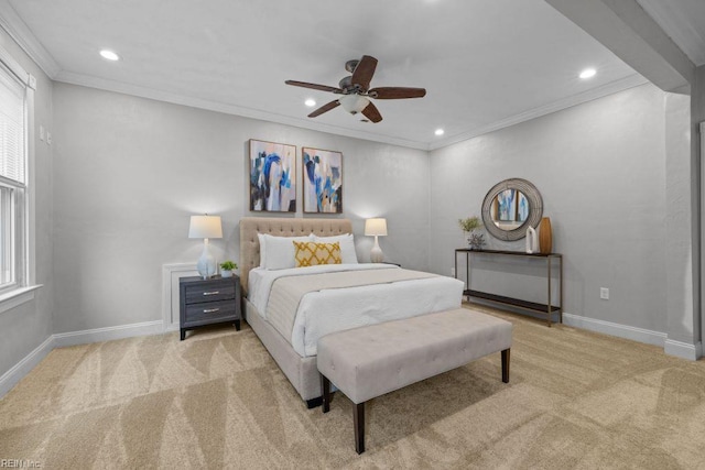 2233 Keller Ave, Norfolk, VA 23509 - carpeted bedroom with recessed lighting, crown molding, and a ceiling fan
