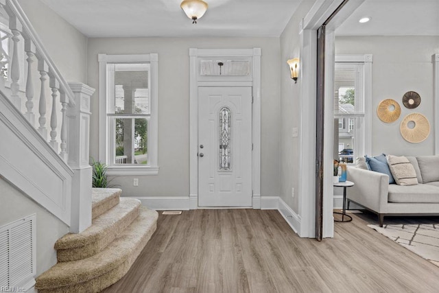 2233 Keller Ave, Norfolk, VA 23509 - entryway featuring stairs, light wood-style flooring, and recessed lighting