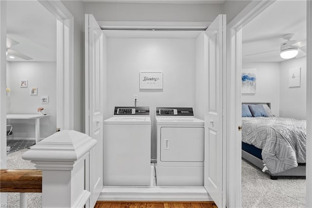 929 Magnolia Ave, Norfolk, VA 23508 - laundry room featuring separate washer and dryer and a ceiling fan