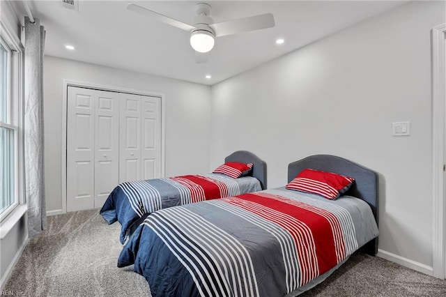 929 Magnolia Ave, Norfolk, VA 23508 - bedroom with carpet floors, recessed lighting, a ceiling fan, and a closet