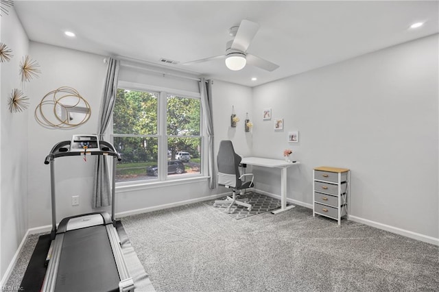 929 Magnolia Ave, Norfolk, VA 23508 - carpeted office featuring ceiling fan and recessed lighting