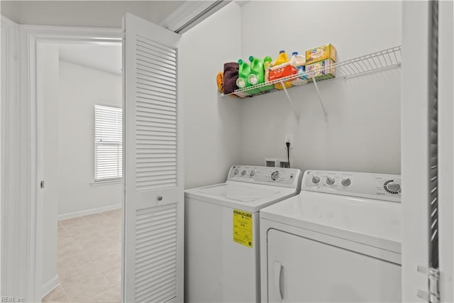 619 Muddy Creek Rd, Chesapeake, VA 23324 - laundry room with washer and clothes dryer and light tile patterned floors