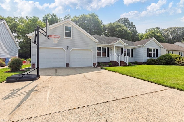 633 Aguila Dr, Chesapeake, VA 23322 - view of front facade featuring concrete driveway, a front yard, and an attached garage