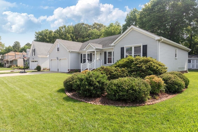 633 Aguila Dr, Chesapeake, VA 23322 - ranch-style home featuring driveway, a front lawn, and an attached garage