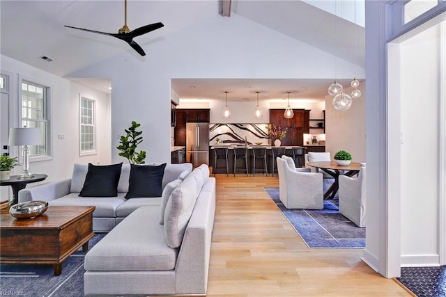 3 Menife Ct, Williamsburg, VA 23188 - living room featuring light wood finished floors and a ceiling fan