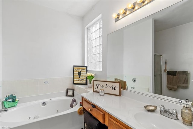 1058 Hillpoint Rd, Suffolk, VA 23434 - full bath featuring a tub with jets, vanity, and a shower stall