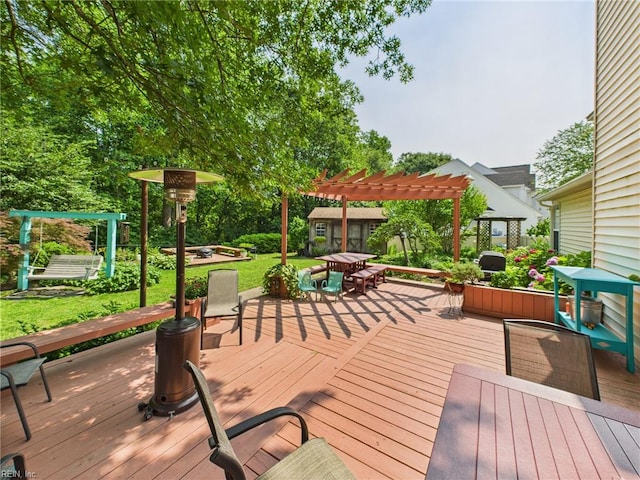 2909 Drum Point Cres, Chesapeake, VA 23321 - deck featuring a pergola, outdoor dining area, and a lawn