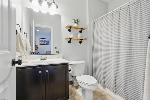 3216 Meanley Dr, Chesapeake, VA 23323 - bathroom with vanity, curtained shower, and tile patterned flooring