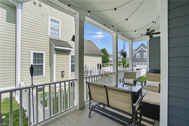 3216 Meanley Dr, Chesapeake, VA 23323 - deck with ceiling fan and a residential view