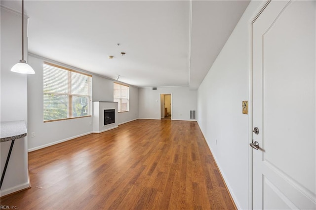 249 W Freemason St Unit 408, Norfolk, VA 23510 - unfurnished living room featuring wood finished floors and a fireplace