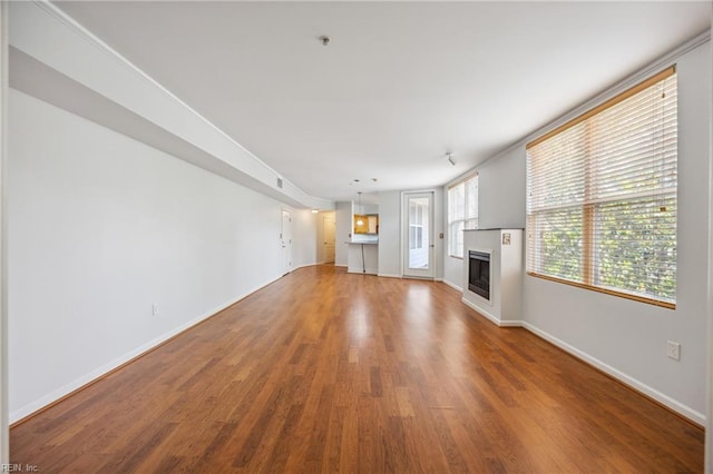 249 W Freemason St Unit 408, Norfolk, VA 23510 - unfurnished living room featuring wood finished floors and a fireplace