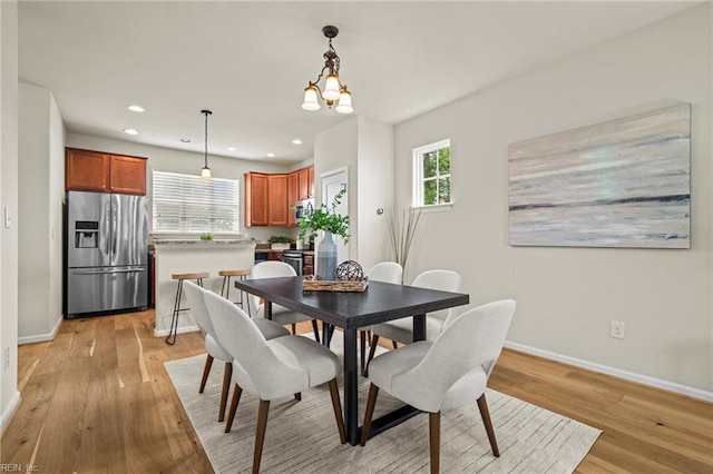 616 Foster Ln, Virginia Beach, VA 23451 - dining space with plenty of natural light, a chandelier, light wood-style flooring, and recessed lighting