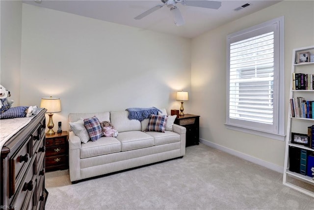 3998 Isaac Cir, Williamsburg, VA 23188 - living room with light carpet, plenty of natural light, and ceiling fan