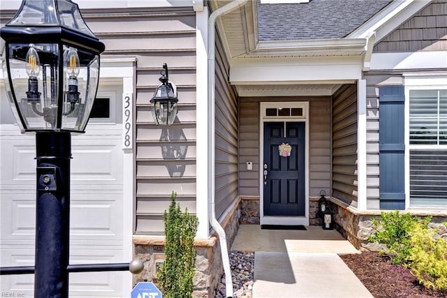 3998 Isaac Cir, Williamsburg, VA 23188 - property entrance featuring stone siding and roof with shingles