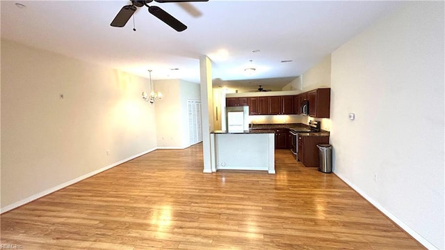 450 W Princess Anne Rd Unit 208, Norfolk, VA 23517 - kitchen featuring ceiling fan, dark countertops, a chandelier, and appliances with stainless steel finishes