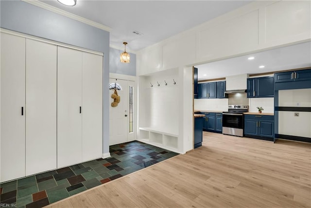 3 Maume Cir, Hampton, VA 23666 - entryway with wood finished floors, ornamental molding, a chandelier, and recessed lighting