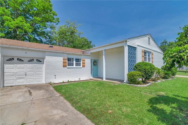 3 Maume Cir, Hampton, VA 23666 - single story home featuring brick siding, concrete driveway, a garage, and a front lawn