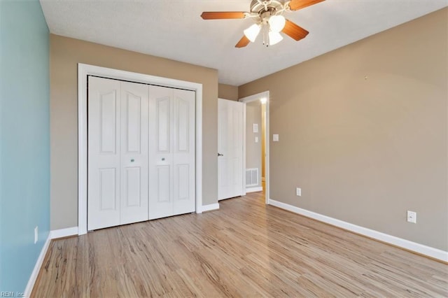 367 Mainsail Dr Unit 23, Hampton, VA 23664 - unfurnished bedroom featuring light wood-style floors, a closet, and ceiling fan