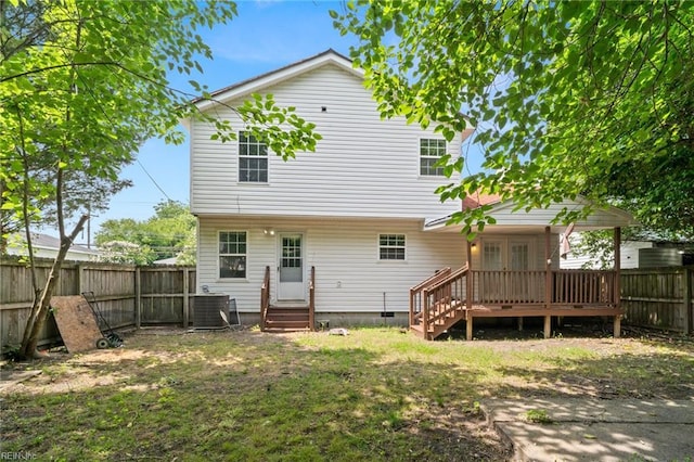 1118 35th St, Newport News, VA 23607 - rear view of property with a fenced backyard, a deck, and entry steps