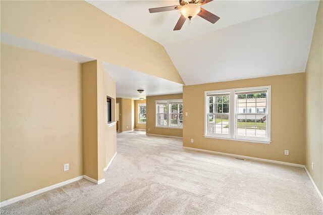 1118 35th St, Newport News, VA 23607 - spare room featuring light colored carpet, a ceiling fan, and lofted ceiling