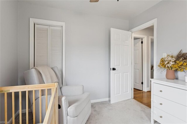 27 Aspenwood Dr, Hampton, VA 23666 - bedroom with light colored carpet, a closet, and ceiling fan