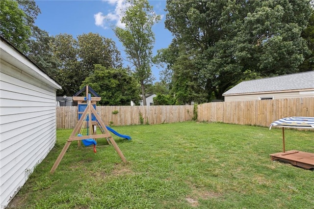 27 Aspenwood Dr, Hampton, VA 23666 - fenced backyard featuring a playground