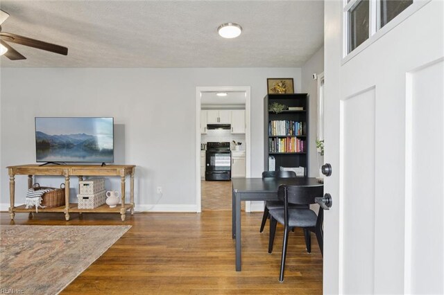 27 Aspenwood Dr, Hampton, VA 23666 - office space with a ceiling fan, wood finished floors, and a textured ceiling