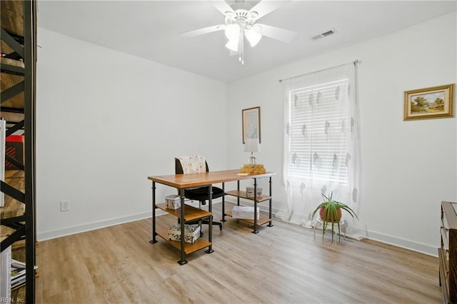 734 Gallbush Rd, Chesapeake, VA 23322 - dining space with a desk, a ceiling fan, and light wood-style floors